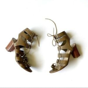 Loeffler Randall Hana olive green lace up heeled sandals